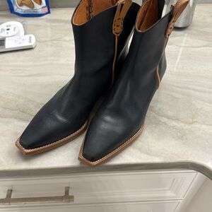 Free People We The Free Wesley Ankle Boot Leather Heeled Black 9